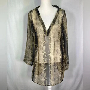 Show Me Your Mumu Dress Python Snake Sheer Black Vneck Dress Size Medium